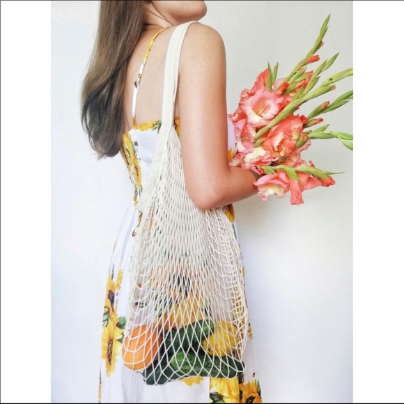 NEW NET BAG IN IVORY MESH BAG - Picture 4 of 8